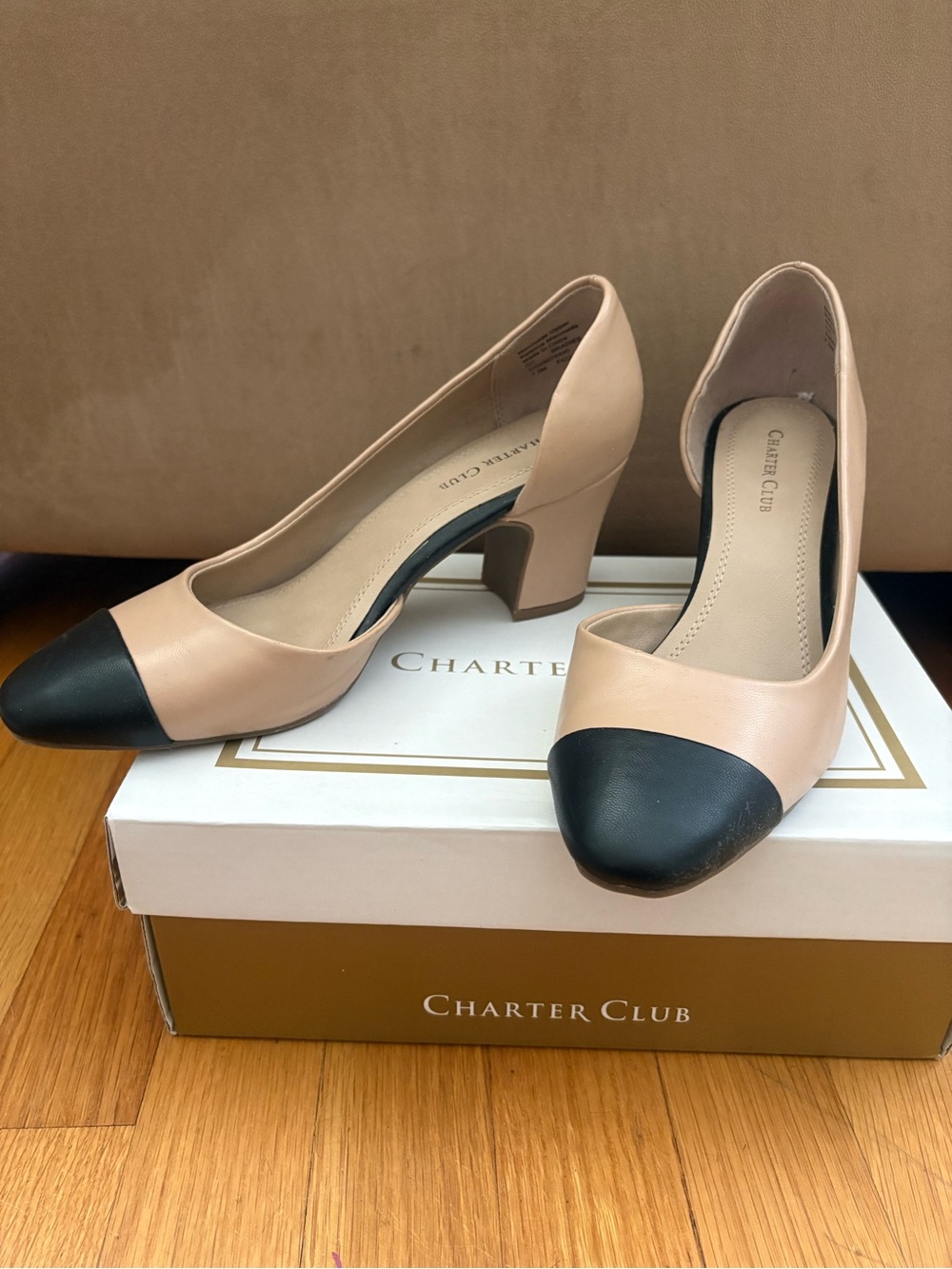 Charter club nude tan and black heels
